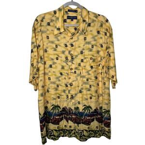 Chereskin Hawaiian Shirt Short Sleeve Size XL Vintage Woody Car Print Button Up